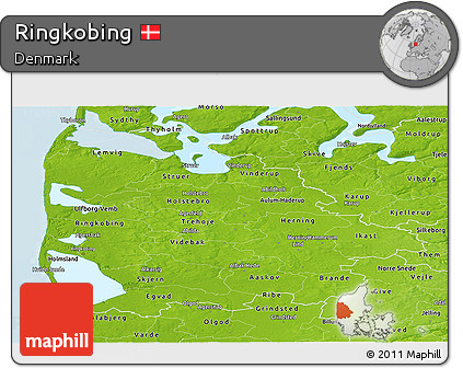 Physical Panoramic Map of Ringkobing