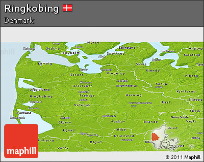 Physical Panoramic Map of Ringkobing