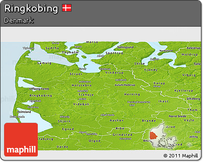 Physical Panoramic Map of Ringkobing