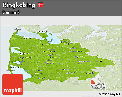 Physical Panoramic Map of Ringkobing, lighten