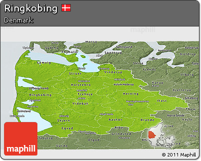 Physical Panoramic Map of Ringkobing, semi-desaturated