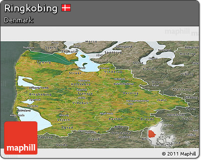 Satellite Panoramic Map of Ringkobing, semi-desaturated