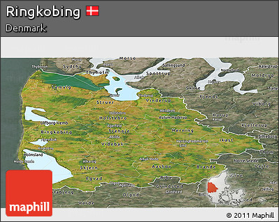 Satellite Panoramic Map of Ringkobing, semi-desaturated