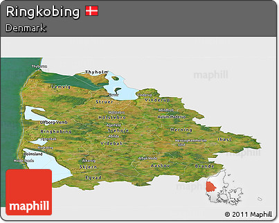 Satellite Panoramic Map of Ringkobing, single color outside