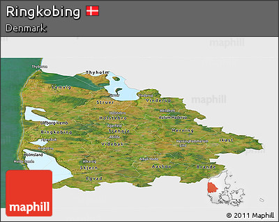 Satellite Panoramic Map of Ringkobing, single color outside