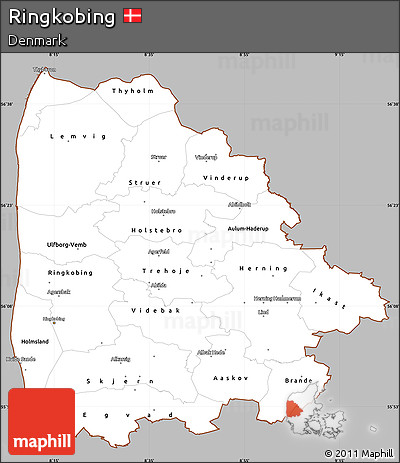 Gray Simple Map of Ringkobing, cropped outside