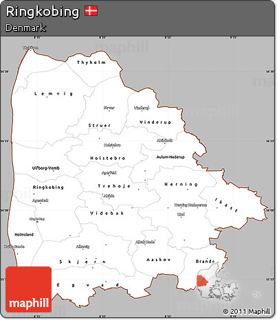 Gray Simple Map of Ringkobing, cropped outside
