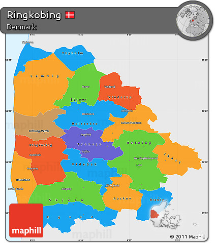 Political Simple Map of Ringkobing, single color outside