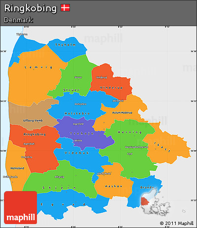 Political Simple Map of Ringkobing, single color outside