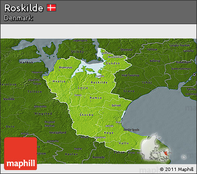 Physical 3D Map of Roskilde, darken