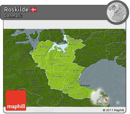 Physical 3D Map of Roskilde, darken