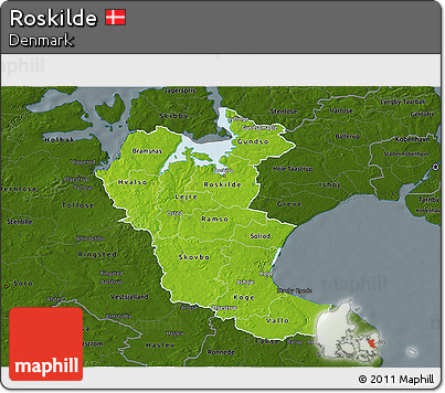 Physical 3D Map of Roskilde, darken