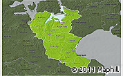 Physical 3D Map of Roskilde, darken, semi-desaturated