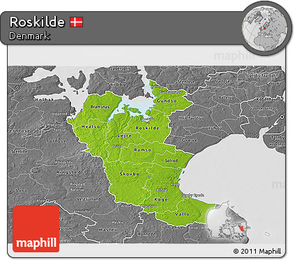 Physical 3D Map of Roskilde, desaturated