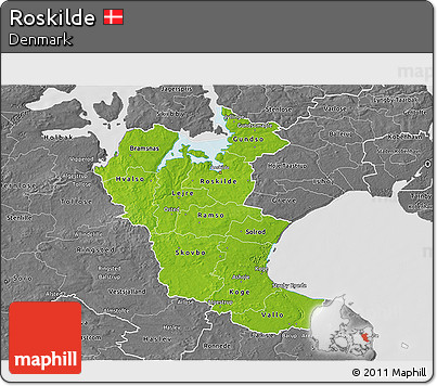 Physical 3D Map of Roskilde, desaturated