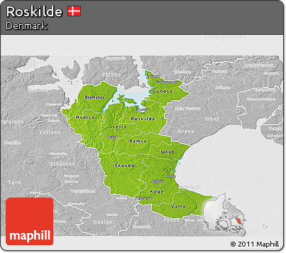 Physical 3D Map of Roskilde, lighten, desaturated