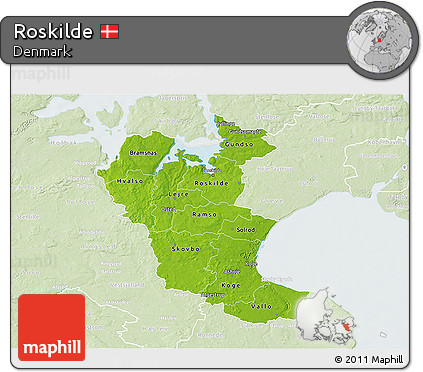 Physical 3D Map of Roskilde, lighten