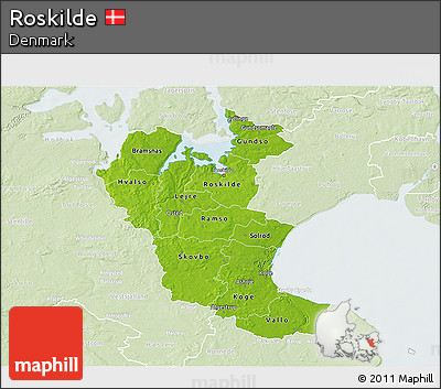 Physical 3D Map of Roskilde, lighten