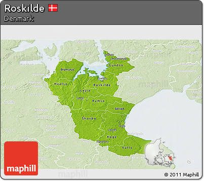 Physical 3D Map of Roskilde, lighten