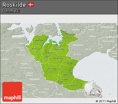 Physical 3D Map of Roskilde, lighten, semi-desaturated