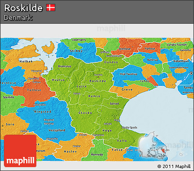 Physical 3D Map of Roskilde, political outside