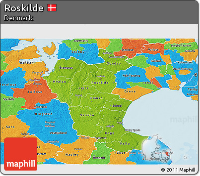 Physical 3D Map of Roskilde, political outside