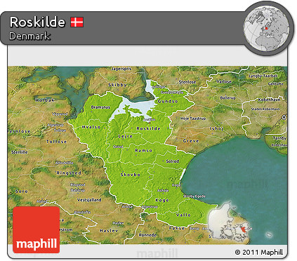 Physical 3D Map of Roskilde, satellite outside