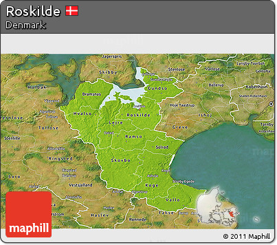 Physical 3D Map of Roskilde, satellite outside