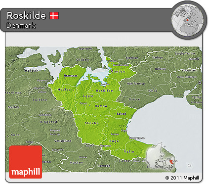 Physical 3D Map of Roskilde, semi-desaturated