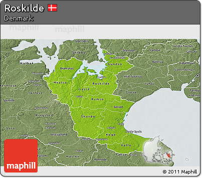 Physical 3D Map of Roskilde, semi-desaturated