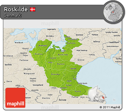 Physical 3D Map of Roskilde, shaded relief outside