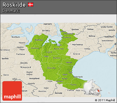 Physical 3D Map of Roskilde, shaded relief outside