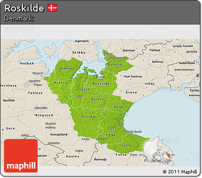 Physical 3D Map of Roskilde, shaded relief outside