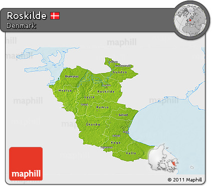 Physical 3D Map of Roskilde, single color outside