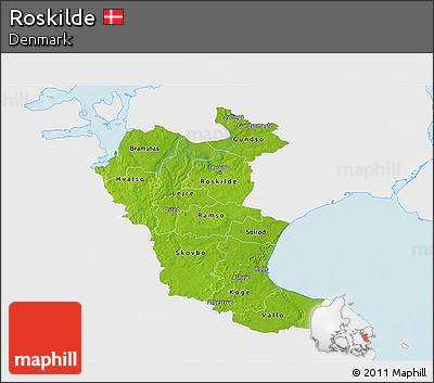 Physical 3D Map of Roskilde, single color outside