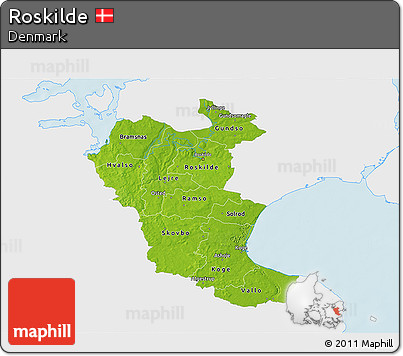 Physical 3D Map of Roskilde, single color outside