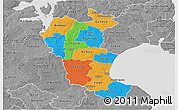 Political 3D Map of Roskilde, desaturated