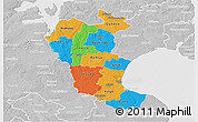 Political 3D Map of Roskilde, lighten, desaturated