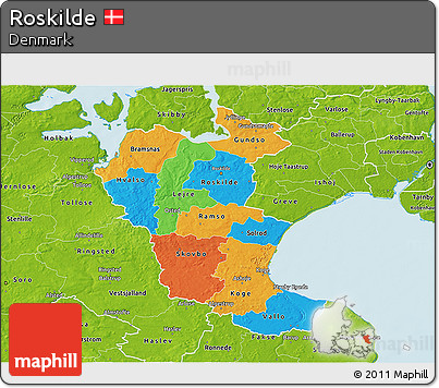 Political 3D Map of Roskilde, physical outside