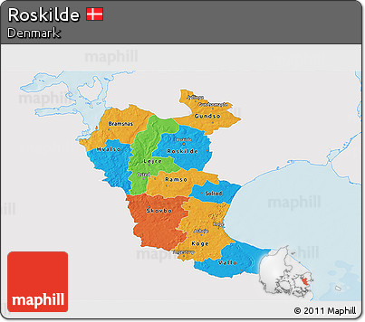 Political 3D Map of Roskilde, single color outside
