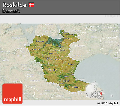 Satellite 3D Map of Roskilde, lighten