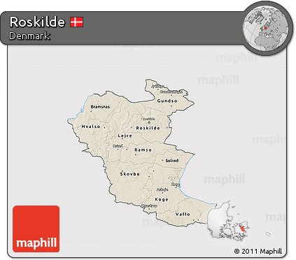 Shaded Relief 3D Map of Roskilde, cropped outside