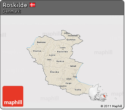 Shaded Relief 3D Map of Roskilde, cropped outside
