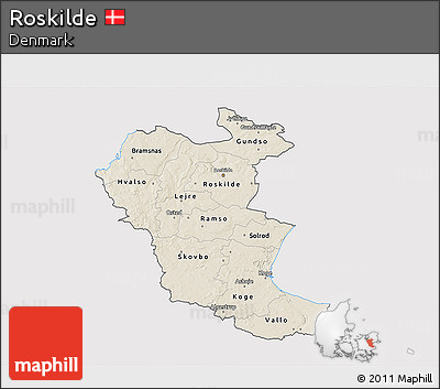Shaded Relief 3D Map of Roskilde, cropped outside