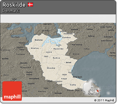 Shaded Relief 3D Map of Roskilde, darken