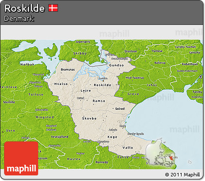 Shaded Relief 3D Map of Roskilde, physical outside