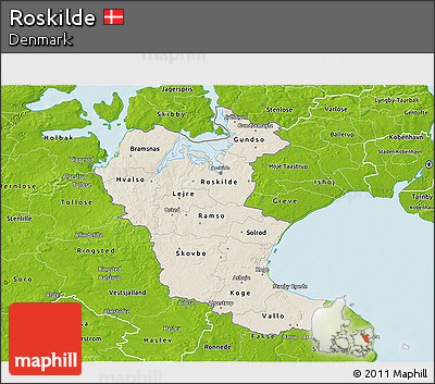 Shaded Relief 3D Map of Roskilde, physical outside