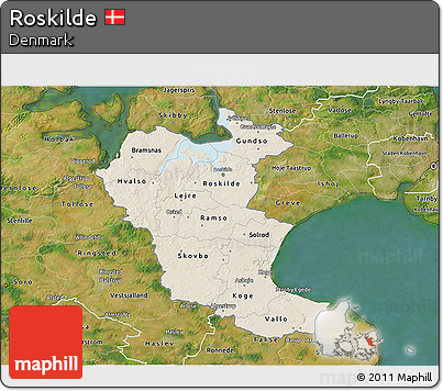Shaded Relief 3D Map of Roskilde, satellite outside