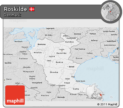 Silver Style 3D Map of Roskilde