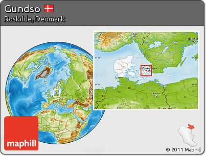 Physical Location Map of Gundso, highlighted country